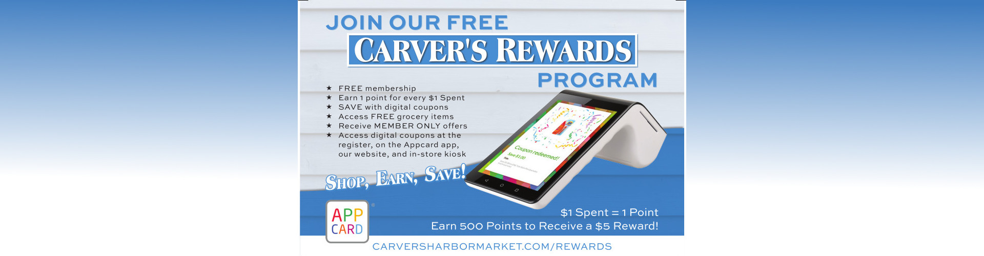 Carvers Rewards program by Appcard